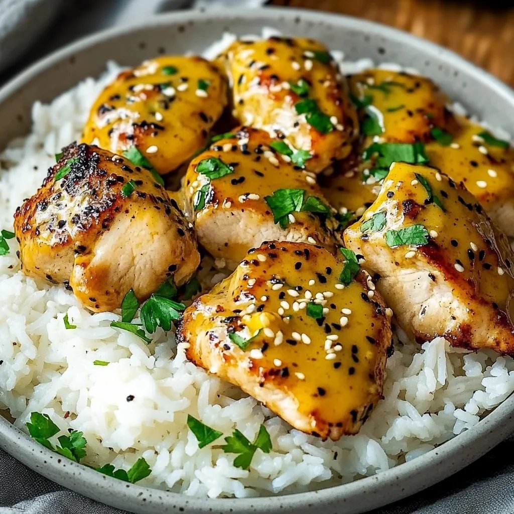 Schnelles Honig-Senf-Hähnchen mit Reis