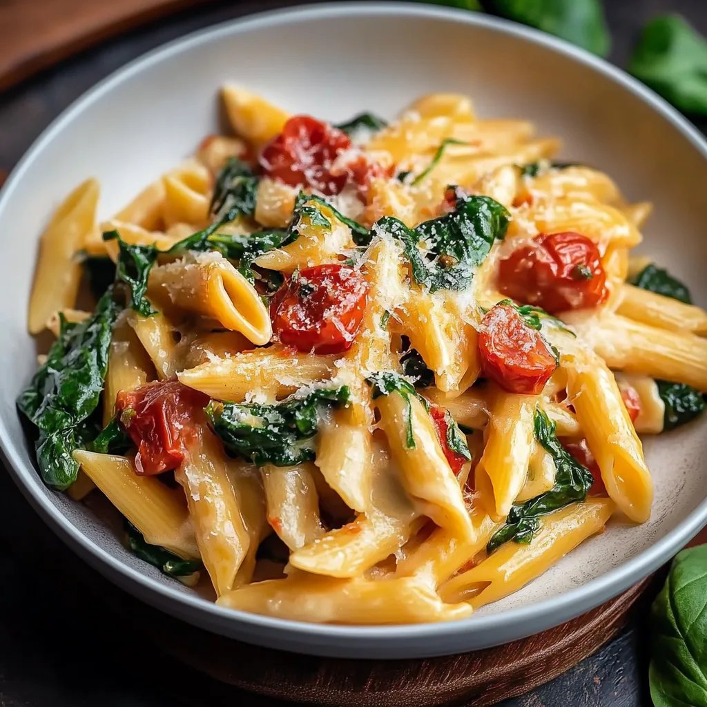Köstliche Spinat-Tomaten-Pasta