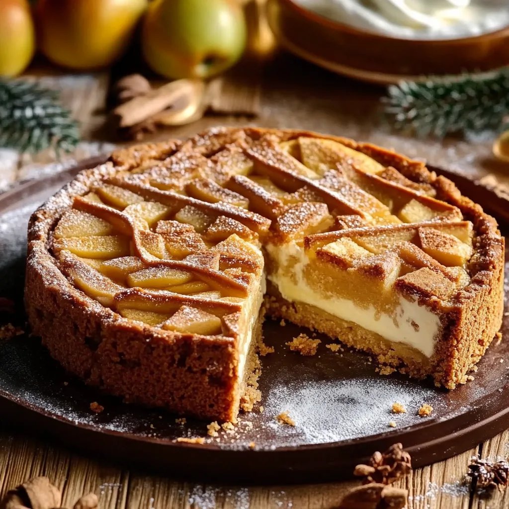 Spekulatius-Apfelkuchen auf einem Backblech