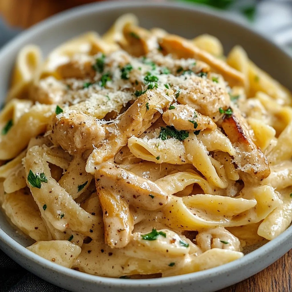 Einfache Knoblauch-Parmesan-Hühnchen-Pasta