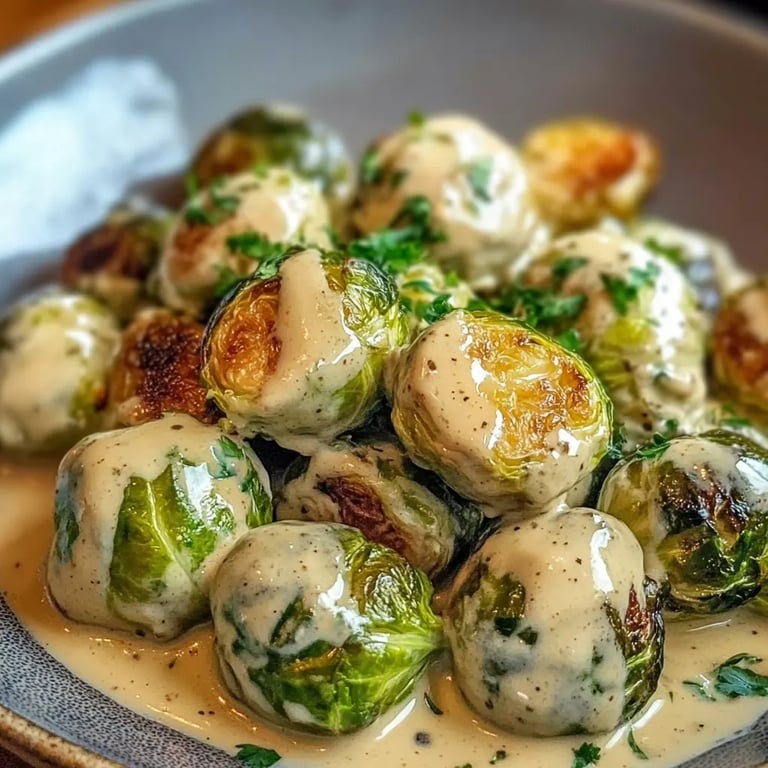 Rosenkohl in Frischkäse-Senf-Sauce